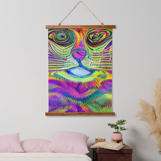 Vreemde psychedelische Kool Katz 17 Hangend Wandkleed (Slaapkamer)