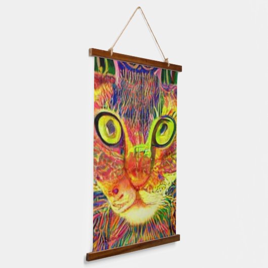 Vreemde psychedelische Kool Katz 18 Hangend Wandkleed (Gebogen)