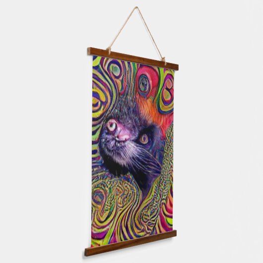 Vreemde psychedelische Kool Katz 19 Hangend Wandkleed (Gebogen)