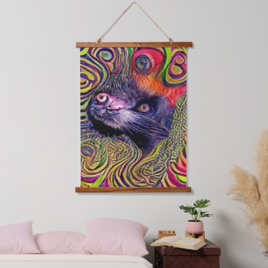 Vreemde psychedelische Kool Katz 19 Hangend Wandkleed (Slaapkamer)