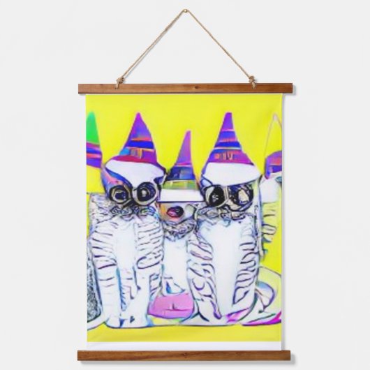 Vreemde psychedelische Kool Katz 1 Hangend Wandkleed (Voorkant)