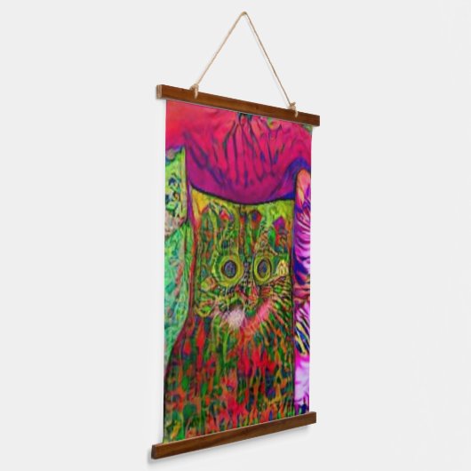 Vreemde psychedelische Kool Katz 22 Hangend Wandkleed (Gebogen)