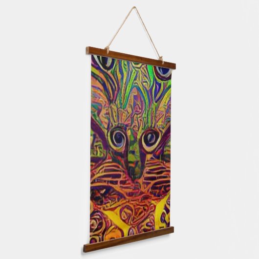 Vreemde psychedelische Kool Katz 23 Hangend Wandkleed (Gebogen)