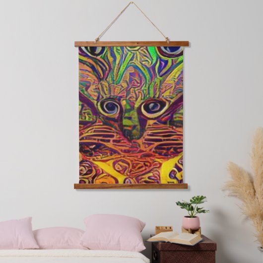 Vreemde psychedelische Kool Katz 23 Hangend Wandkleed (Slaapkamer)