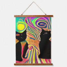 Vreemde psychedelische Kool Katz 2 Hangend Wandkleed