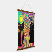 Vreemde psychedelische Kool Katz 2 Hangend Wandkleed (Gebogen)