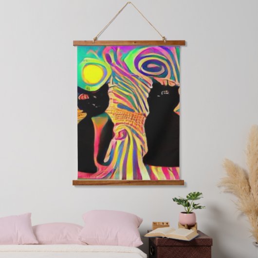 Vreemde psychedelische Kool Katz 2 Hangend Wandkleed (Slaapkamer)