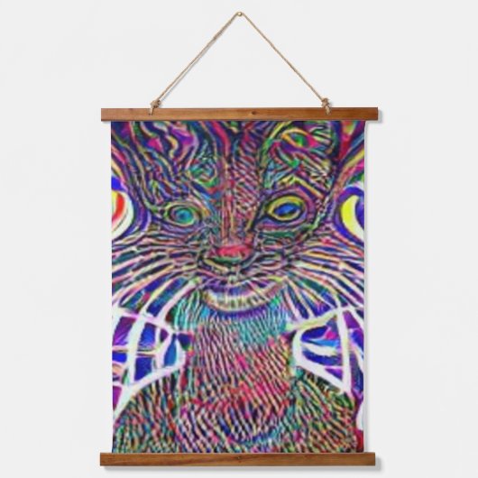 Vreemde psychedelische Kool Katz 33 Hangend Wandkleed (Voorkant)