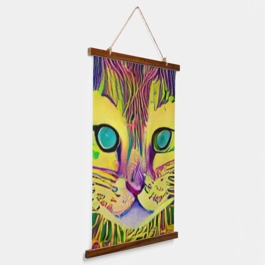 Vreemde psychedelische Kool Katz 35 Hangend Wandkleed (Gebogen)