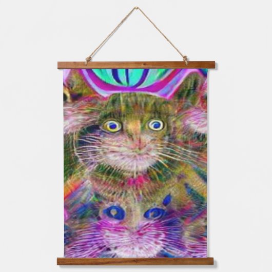 Vreemde psychedelische Kool Katz 39 Hangend Wandkleed (Voorkant)