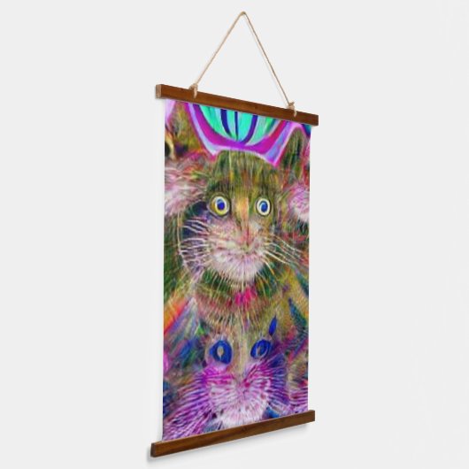Vreemde psychedelische Kool Katz 39 Hangend Wandkleed (Gebogen)