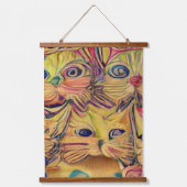 Vreemde psychedelische Kool Katz 3 Hangend Wandkleed (Voorkant)