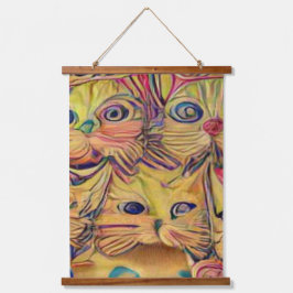 Vreemde psychedelische Kool Katz 3 Hangend Wandkleed