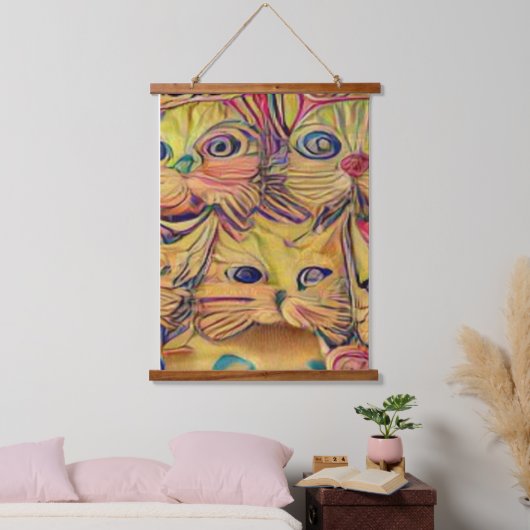 Vreemde psychedelische Kool Katz 3 Hangend Wandkleed (Slaapkamer)