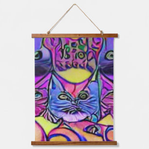 Vreemde psychedelische Kool Katz 40 Hangend Wandkleed