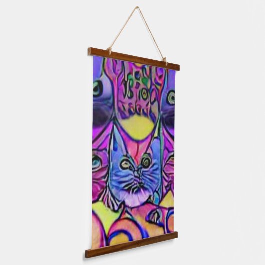Vreemde psychedelische Kool Katz 40 Hangend Wandkleed (Gebogen)