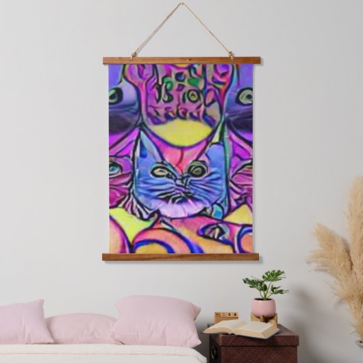 Vreemde psychedelische Kool Katz 40 Hangend Wandkleed (Slaapkamer)