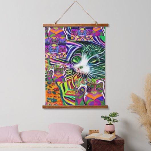 Vreemde psychedelische Kool Katz 41 Hangend Wandkleed (Slaapkamer)