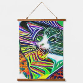 Vreemde psychedelische Kool Katz 4 Hangend Wandkleed