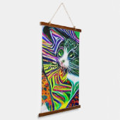 Vreemde psychedelische Kool Katz 4 Hangend Wandkleed (Gebogen)
