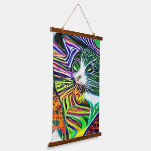 Vreemde psychedelische Kool Katz 4 Hangend Wandkleed (Gebogen)
