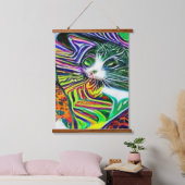 Vreemde psychedelische Kool Katz 4 Hangend Wandkleed (Slaapkamer)