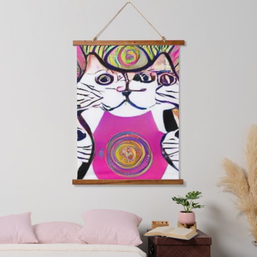 Vreemde psychedelische Kool Katz 5 Hangend Wandkleed (Slaapkamer)