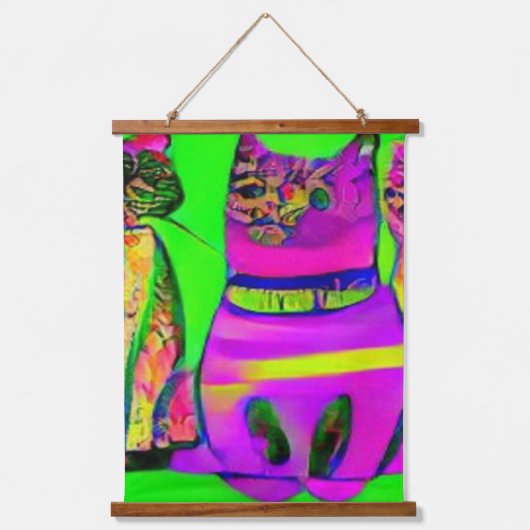 Vreemde psychedelische Kool Katz 6 Hangend Wandkleed (Voorkant)