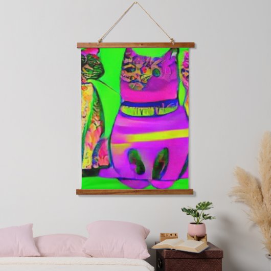 Vreemde psychedelische Kool Katz 6 Hangend Wandkleed (Slaapkamer)