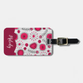 Vreemde rode witte harten bloemen bloem naam bagagelabel (Voorkant horizontaal)