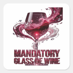 Vreemde Roze MANDATORY GLAS WIJN Sticker Kunst