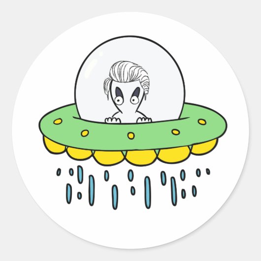 Vreemde Saucer Alien Ronde Sticker (Voorkant)