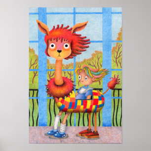 Vreemde scène van paardrijden. poster