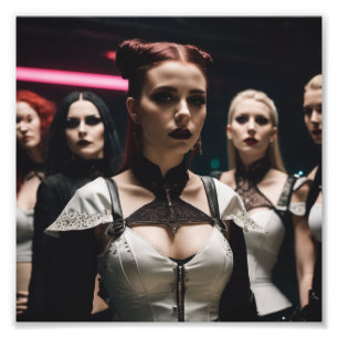 Vreemde Schattigee Gothic Meisjes Staring Foto Afdruk