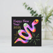 Vreemde Slang Nieuwjaars Zwarte Groet Kaart (Staand voorkant)