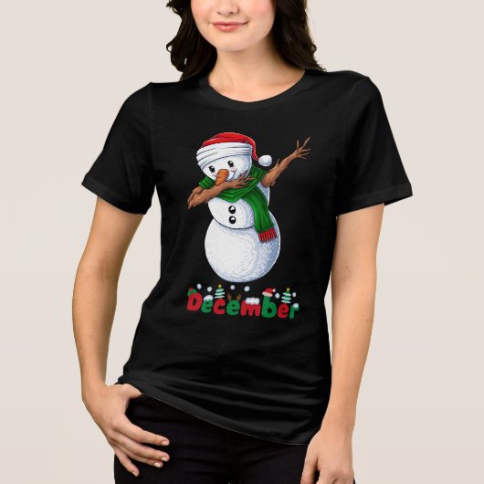 Vreemde sneeuwpopdans Tri-Blend shirt (Voorkant)