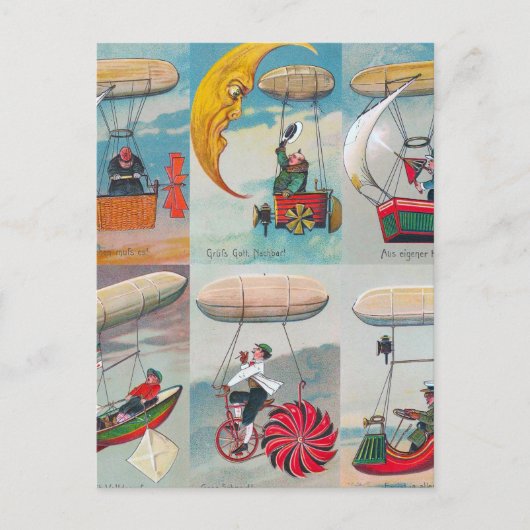 vreemde steampunk-luchtmachines waanzinnige uitvin briefkaart (Voorkant)