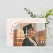 Vreemde Sterren Perzik Grad Foto Bedankt Aankondiging (Staand voorkant)