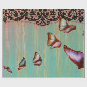 VREEMDE STRIPEN IN GROENE RUIMTE EN BUTTERFLIES CADEAUPAPIER (Vlak)