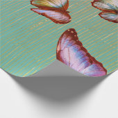 VREEMDE STRIPEN IN GROENE RUIMTE EN BUTTERFLIES CADEAUPAPIER (Hoek)