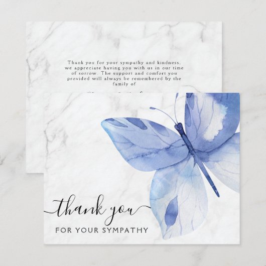 Vreemde sympathie Butterfly Dank je wel Kaart (Voorkant / Achterkant)