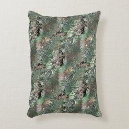 Vreemde textuur in grijs groen met abstracte sched accent kussen