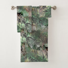 Vreemde textuur in grijs groen met abstracte sched bad handdoek