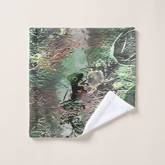 Vreemde textuur in grijs groen met abstracte sched bad handdoek (Wasdoekje)