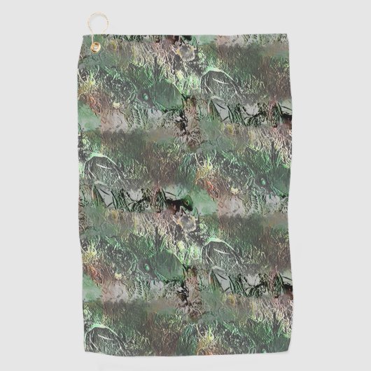 Vreemde textuur in grijs groen met abstracte sched golfhanddoek (Voorkant)