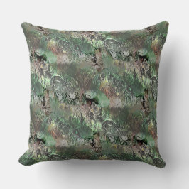 Vreemde textuur in grijs groen met abstracte sched kussen