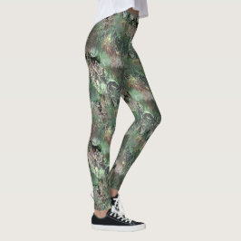 Vreemde textuur in grijs groen met abstracte sched leggings