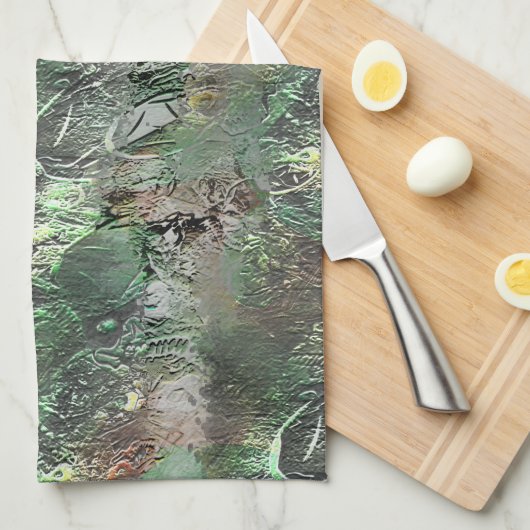 Vreemde textuur in grijs groen met abstracte sched theedoek (Quarter Fold)