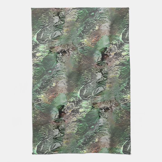 Vreemde textuur in grijs groen met abstracte sched theedoek (Verticaal)