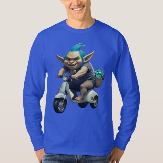 Vreemde trol op een scooter t-shirt (Voorkant)